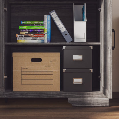 Meuble de rangement modulaire élégant : design épuré et combinaison de compartiments ouverts et fermés.