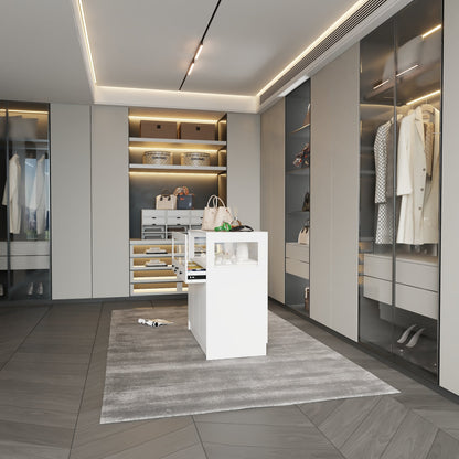 Armoire à bijoux à 1 tiroir et 3 portes avec plateau en verre trempé