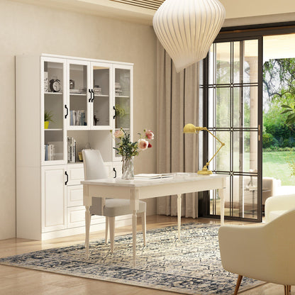 Grande vitrine d'angle avec étagère de rangement et bibliothèque combinées