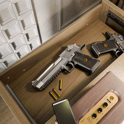 Table de nuit intelligente verrouillable avec tiroir à fusil