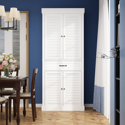 Armoire de rangement haute avec étagère réglable à 6 niveaux et tiroirs 