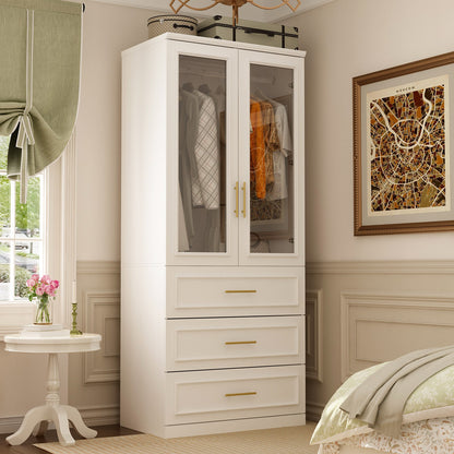 Armoire modulaire de grande taille (74,8 cm) avec portes et tiroirs en verre