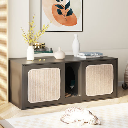 Enclos double pour litière avec portes en sisal et rangement