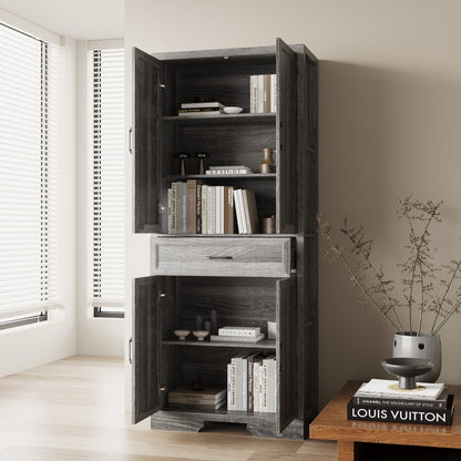 Meuble de rangement modulaire élégant : design épuré et combinaison de compartiments ouverts et fermés.