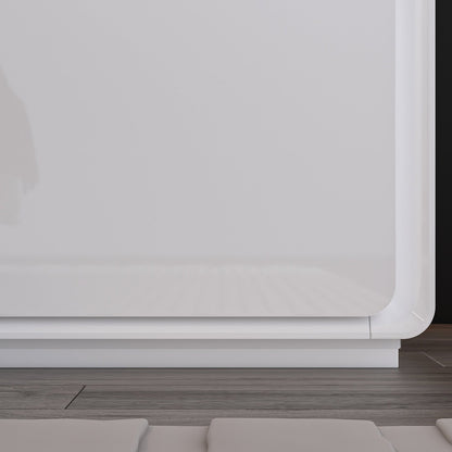 Table de chevet laquée brillante avec éclairage LED et 2 tiroirs