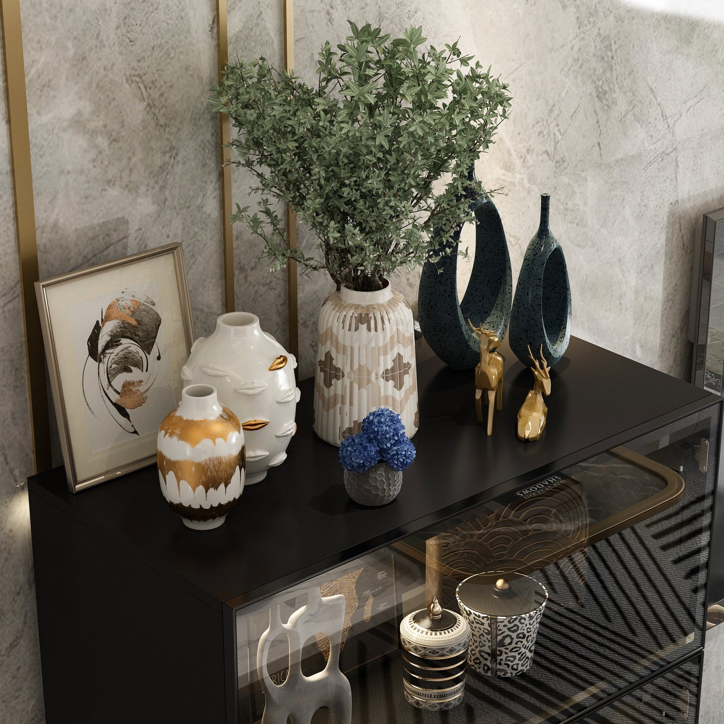 Vitrine vitrée à 4 niveaux avec éclairage LED