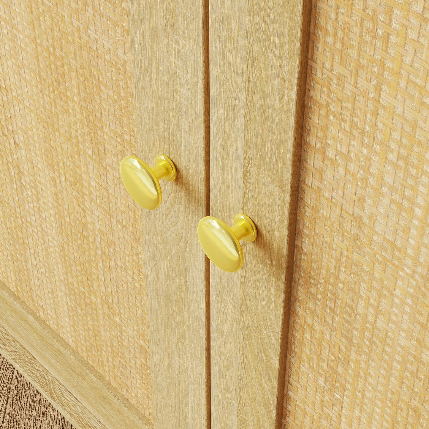 Buffet moderne du milieu du siècle avec portes en rotin et étagères réglables