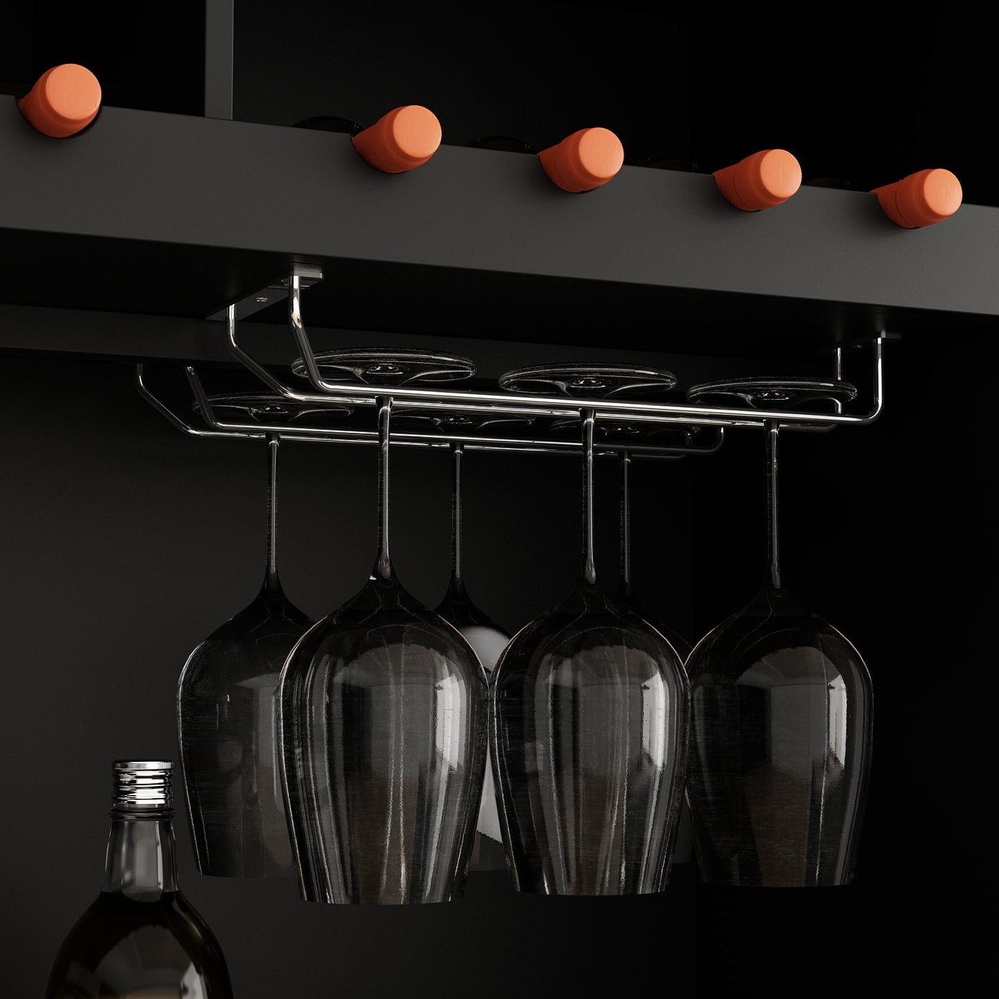 Buffet bar avec porte vitrée, vaisselier de cuisine avec tiroirs, porte-verres et casier à vin