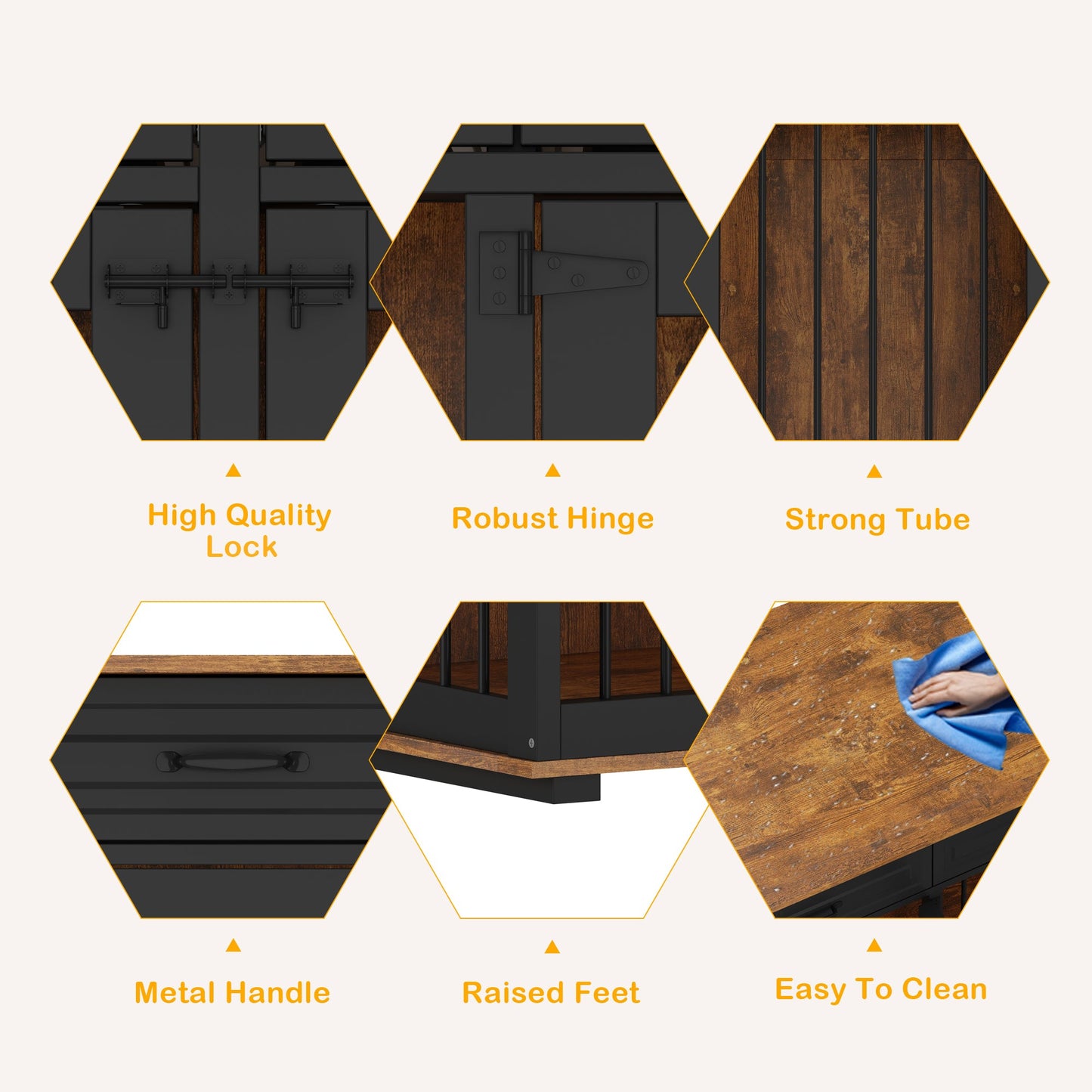 Grand meuble pour cage de chien avec 4 tiroirs et séparateurs