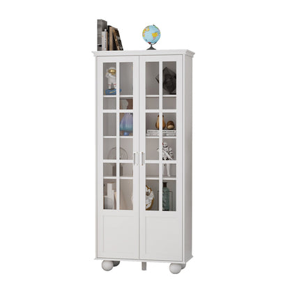 Armoire de rangement avec portes vitrées et étagères réglables 