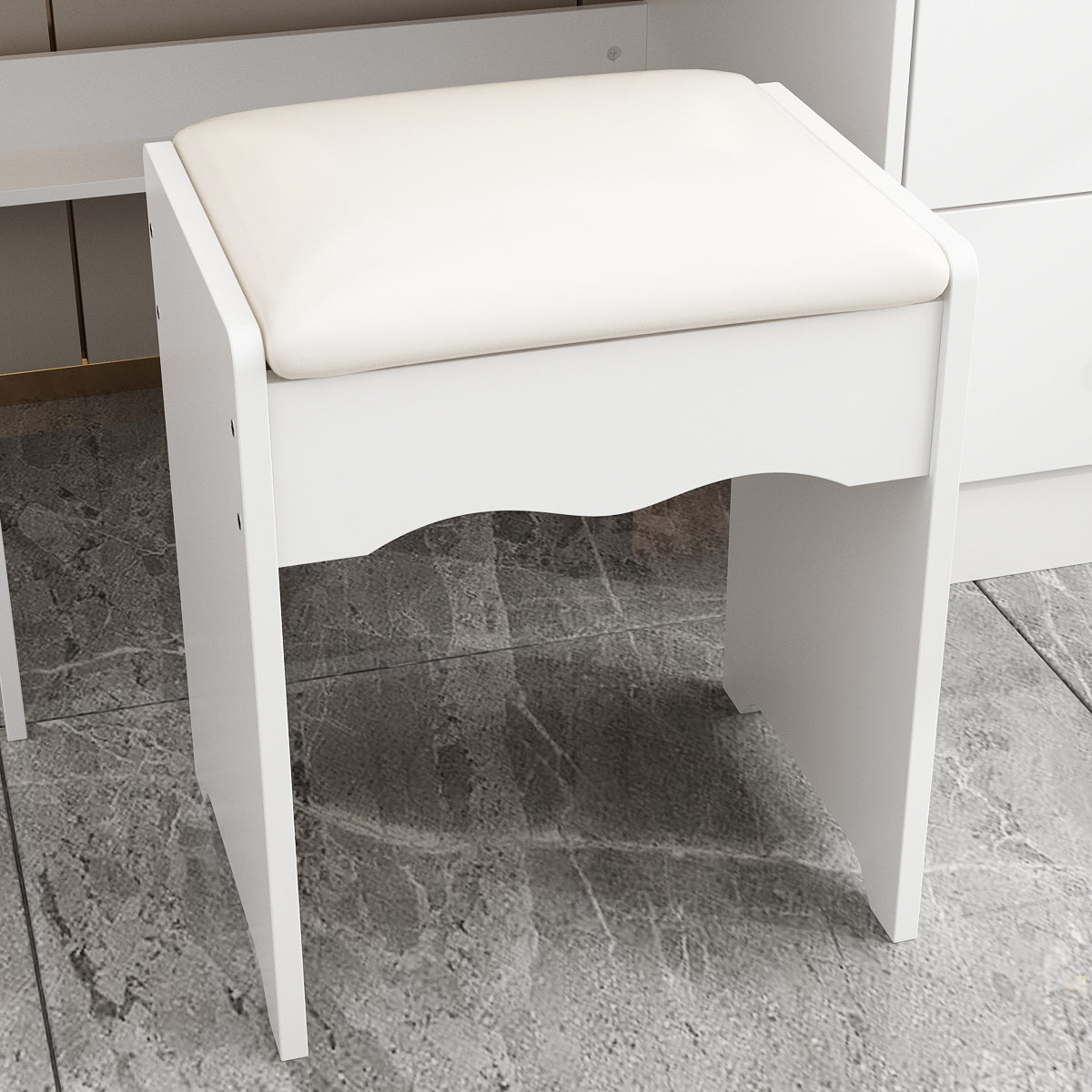 Coiffeuse avec miroir lumineux et prise électrique 