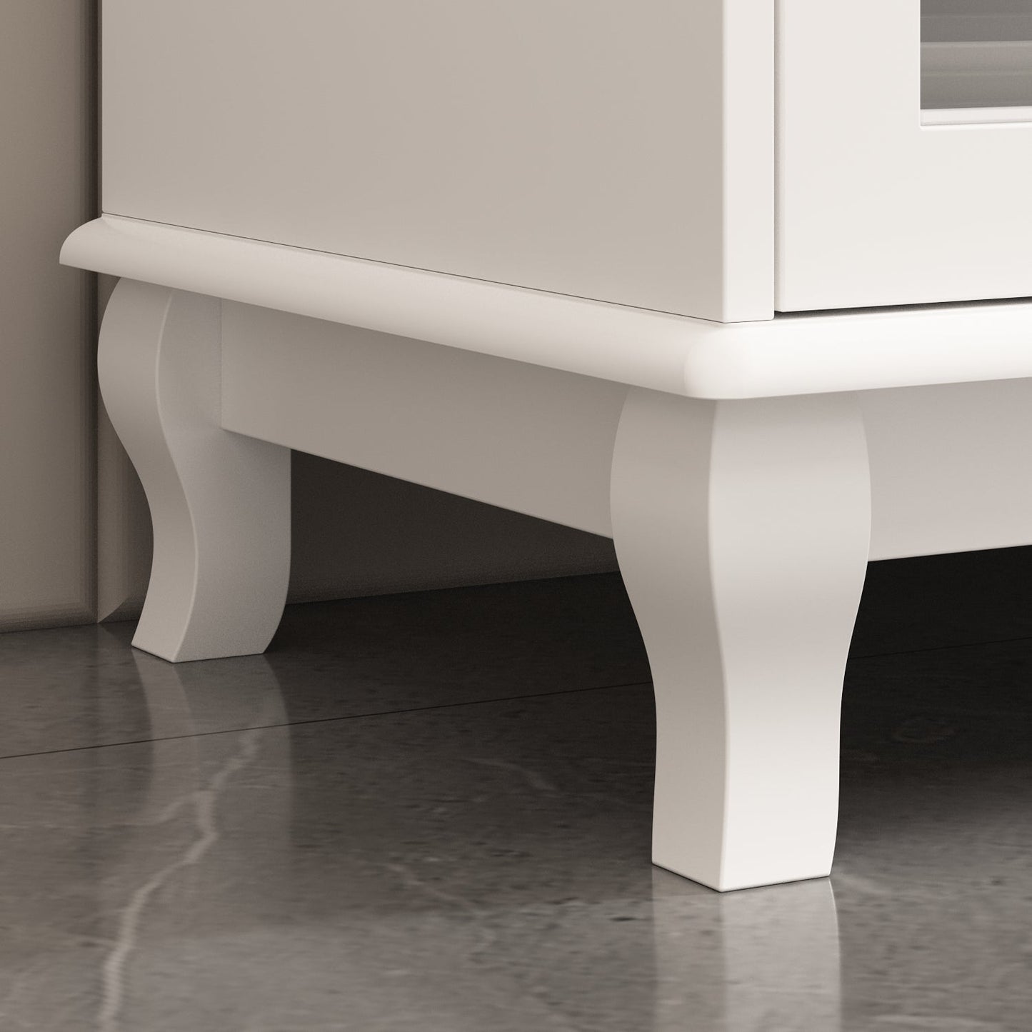 Buffet de cuisine avec portes vitrées, 3 tiroirs et 6 compartiments de rangement