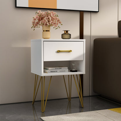 Table d'appoint, table de chevet, commode, mini table de chevet avec pieds dorés pour chambre à coucher 