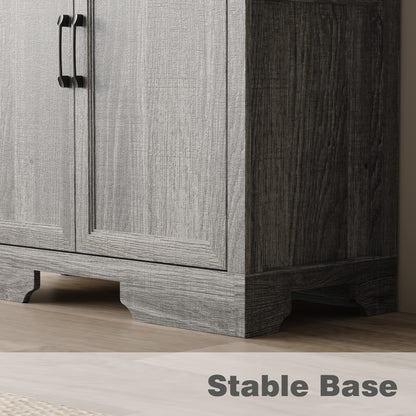 Meuble de rangement modulaire élégant : design épuré et combinaison de compartiments ouverts et fermés.