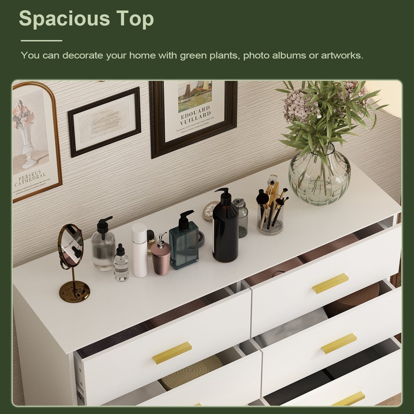 Commode double moderne blanche à 6 tiroirs pour entrée ou salon 