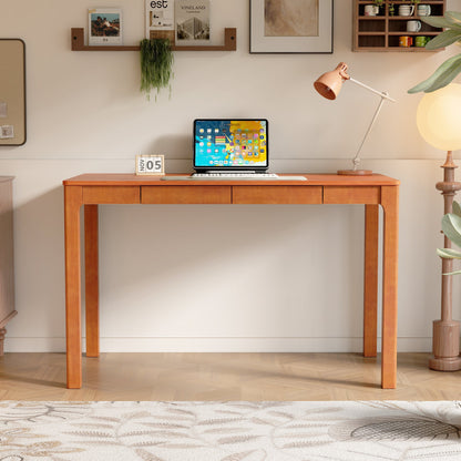 Bureau à double tiroir en bois d'hévéa