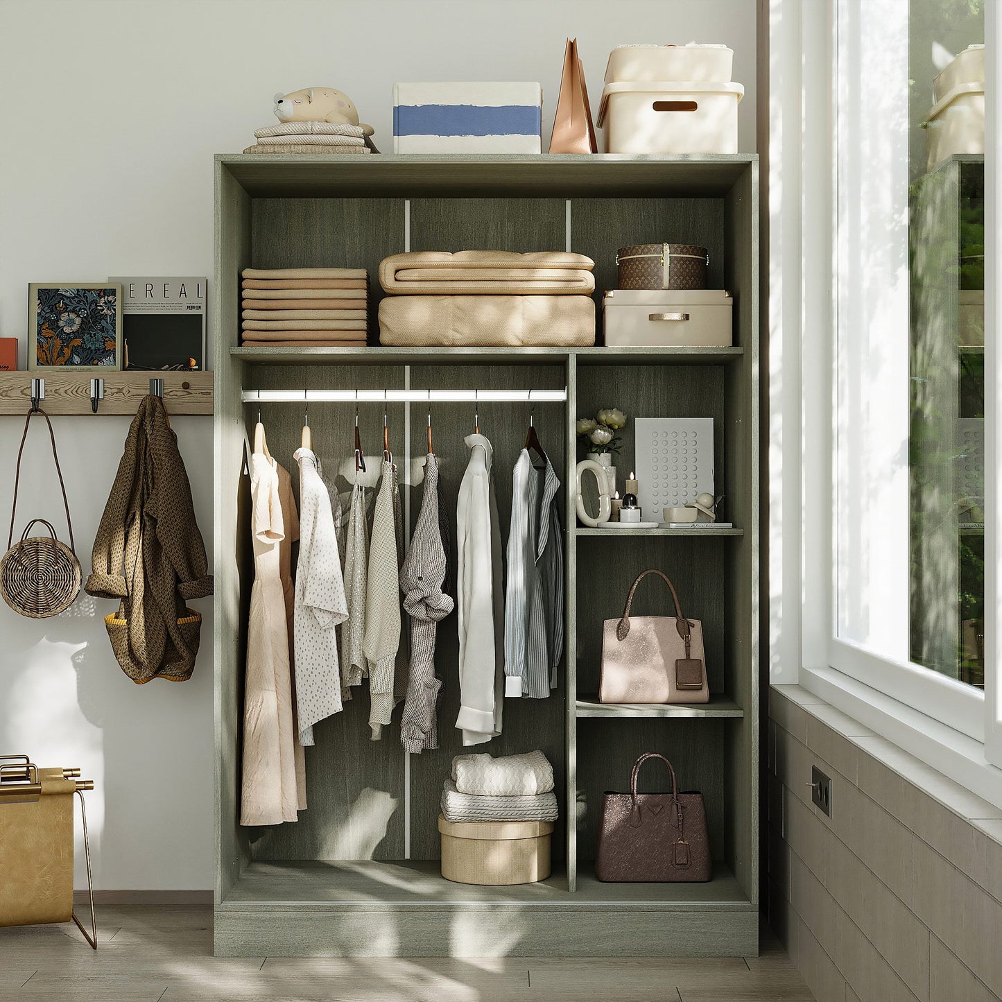 Système de placard à portes coulissantes blanc chaud