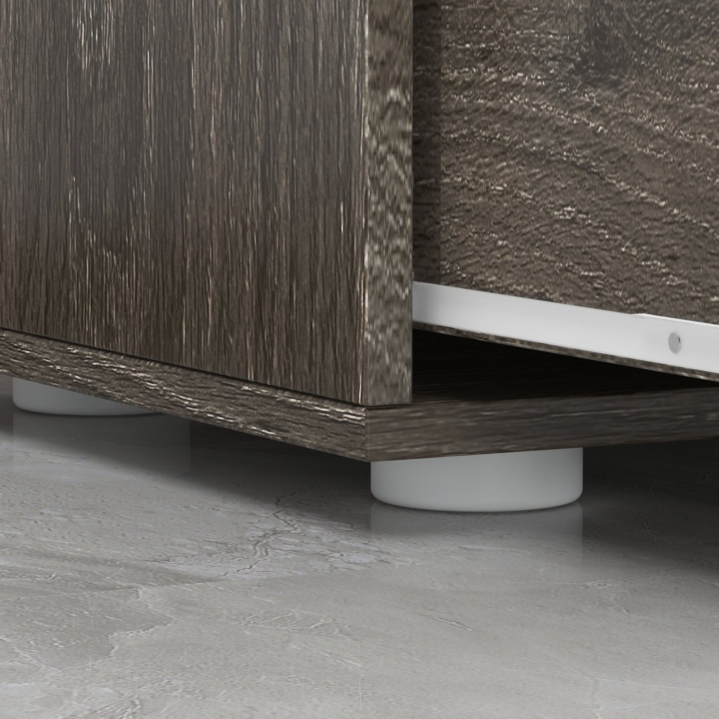 Buffet à 6 tiroirs aspect vieilli avec texture grainée - 150 cm de large