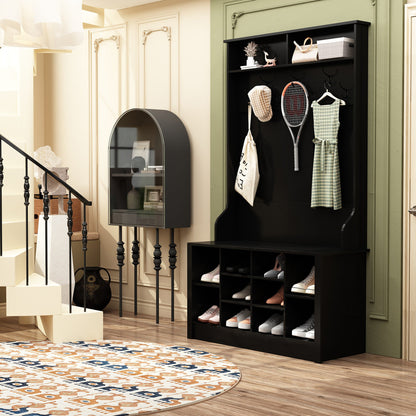 Meuble à chaussures avec banc et crochets pour entrée