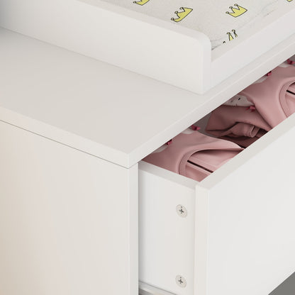 Commode à langer pour chambre d'enfant, buffet non toxique, finition blanche, 6 tiroirs