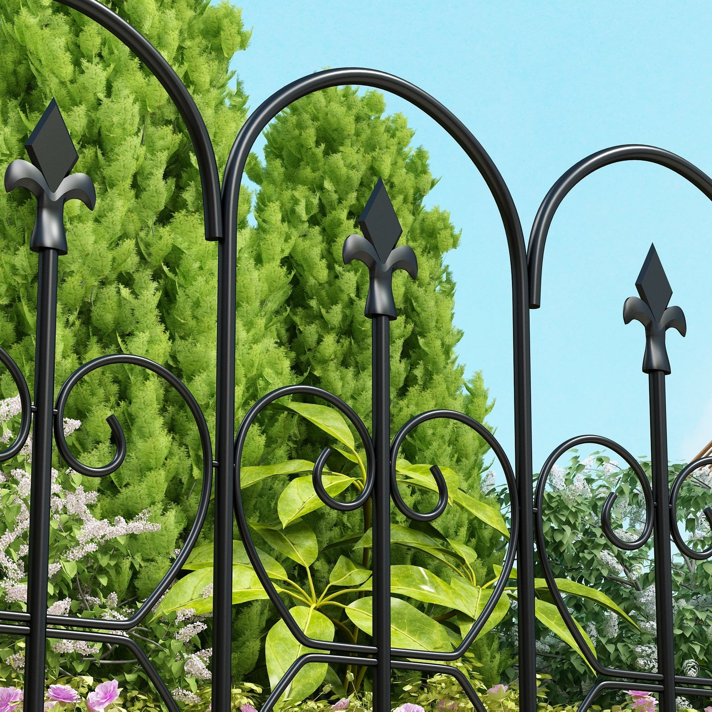 Clôture métallique 32 po H x 24 po L avec 5 panneaux inclus