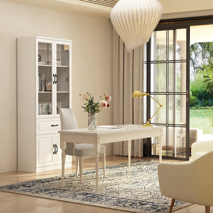 Grande vitrine d'angle avec étagère de rangement et bibliothèque combinées