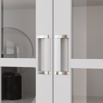 Armoire de rangement avec portes vitrées et étagères réglables 