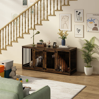 Cage pour animaux de compagnie à double porte de grande taille avec structure renforcée en acier