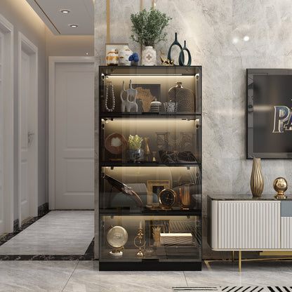 Vitrine vitrée à 4 niveaux avec éclairage LED