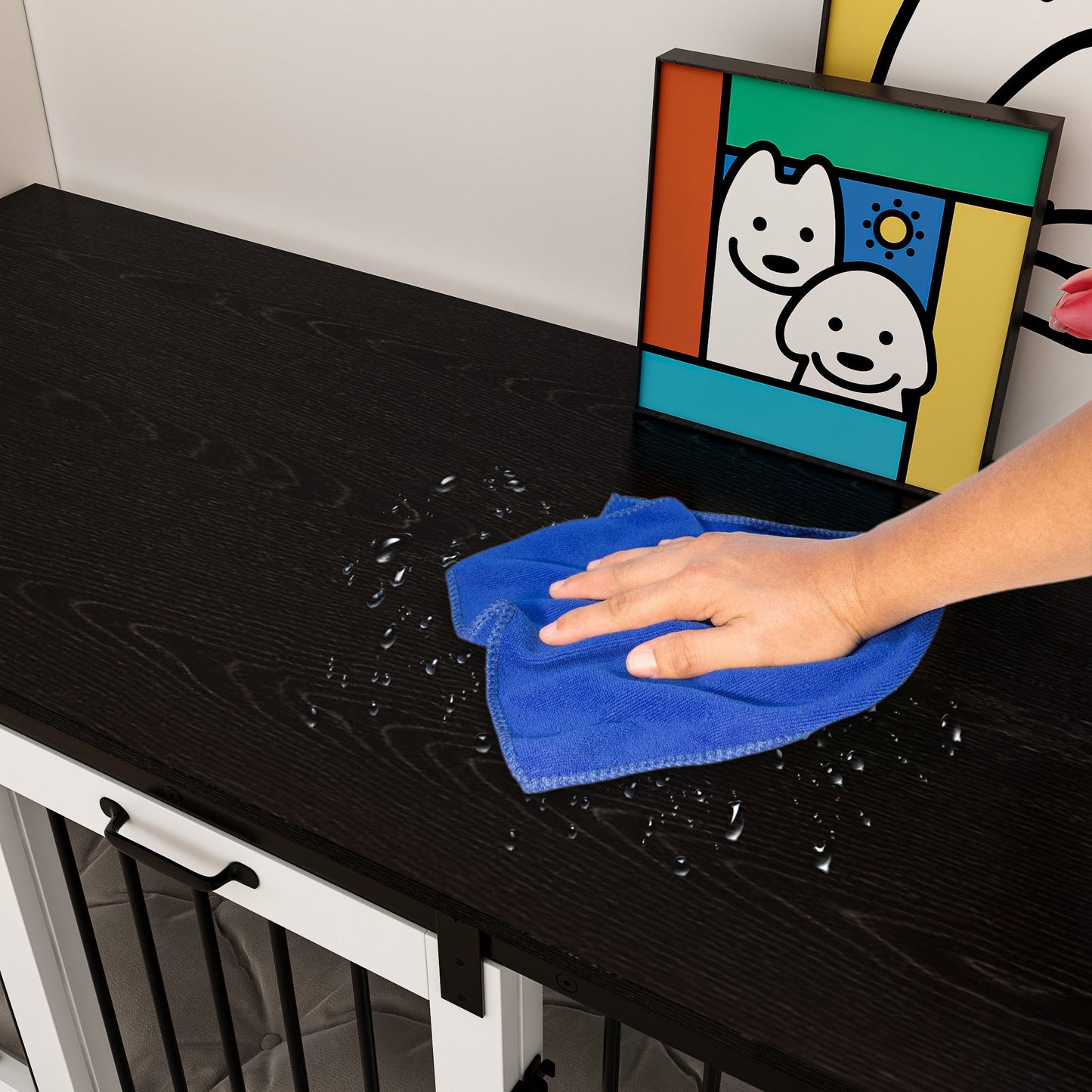 Cage pour chien à porte de grange avec verrou