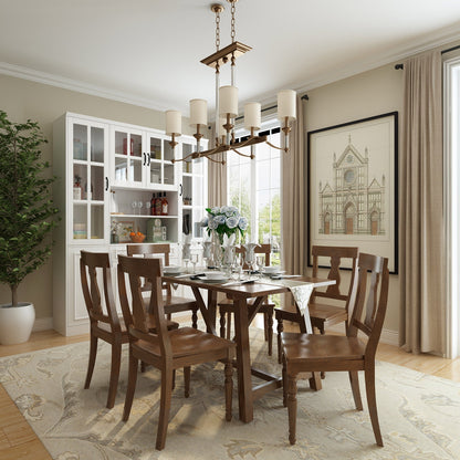 Vitrine d'angle avec étagère de rangement et bibliothèque, combinant 4 portes vitrées et 2 tiroirs