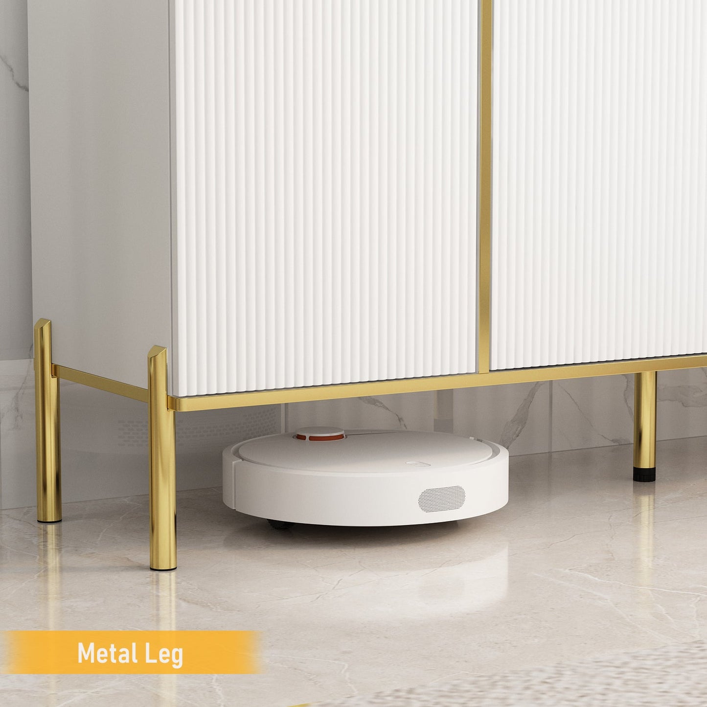 Buffet large noir avec tiroir et portes escamotables