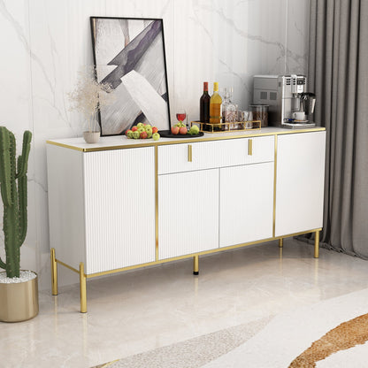 Buffet large noir avec tiroir et portes escamotables