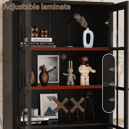 Bibliothèque vitrine avec 2 tiroirs et portes vitrées