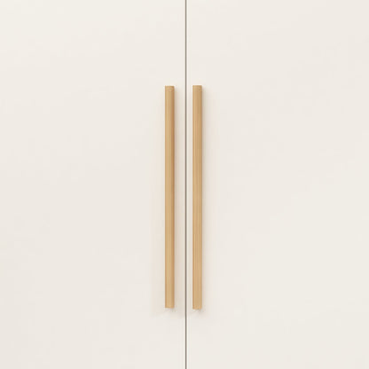 Armoire avec poignée en bois massif, grand meuble à 3 portes pour chambre à coucher