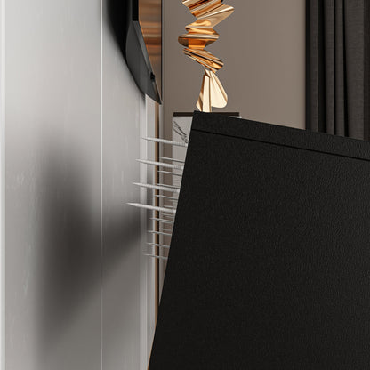 Meuble TV 2 pièces laqué brillant avec éclairage