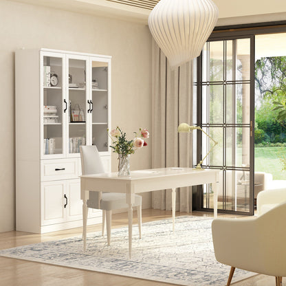 Grande vitrine d'angle avec étagère de rangement et bibliothèque combinées