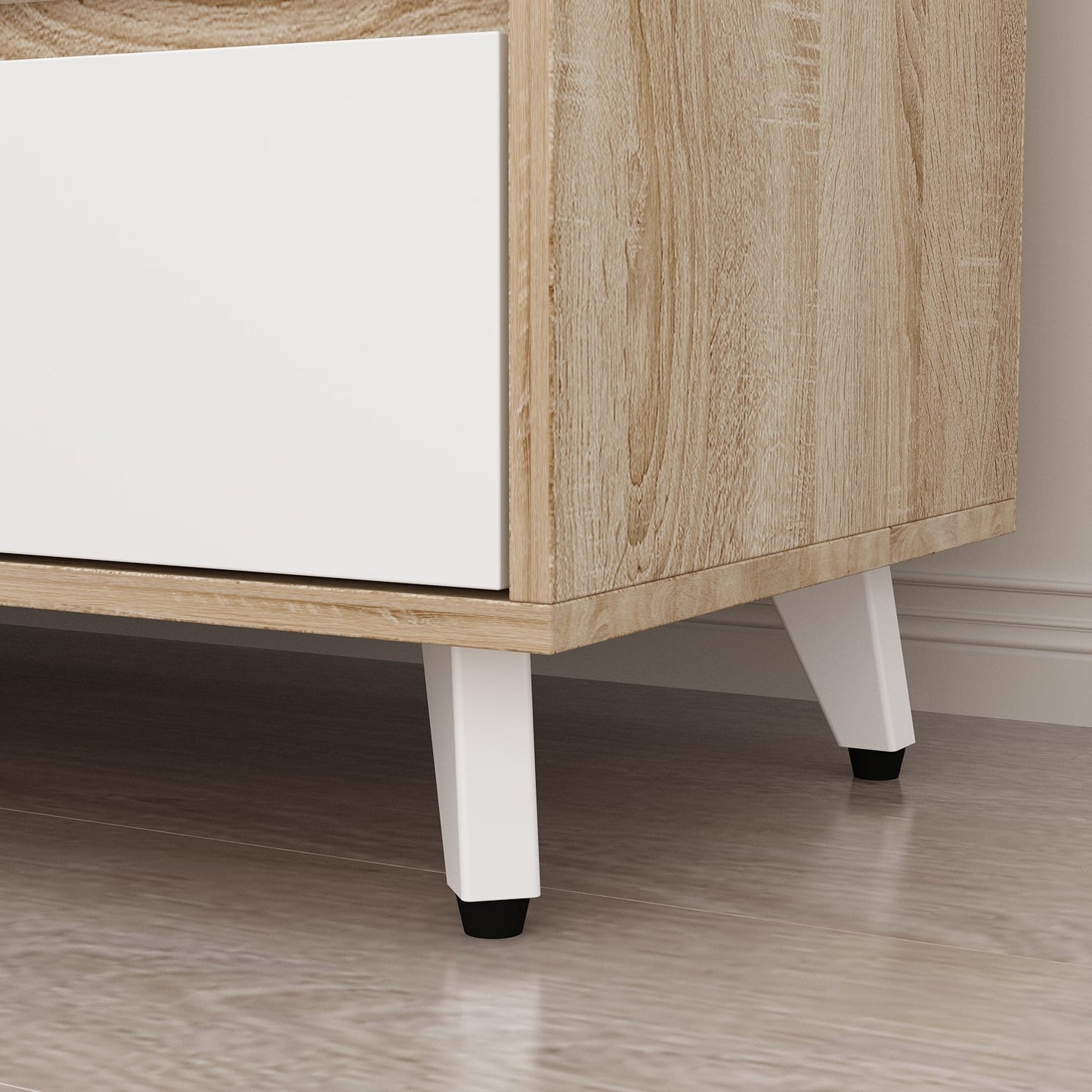 Grand placard de rangement de cuisine 63W avec étagère supérieure, 4 portes, 4 tiroirs et étagère pour micro-ondes 