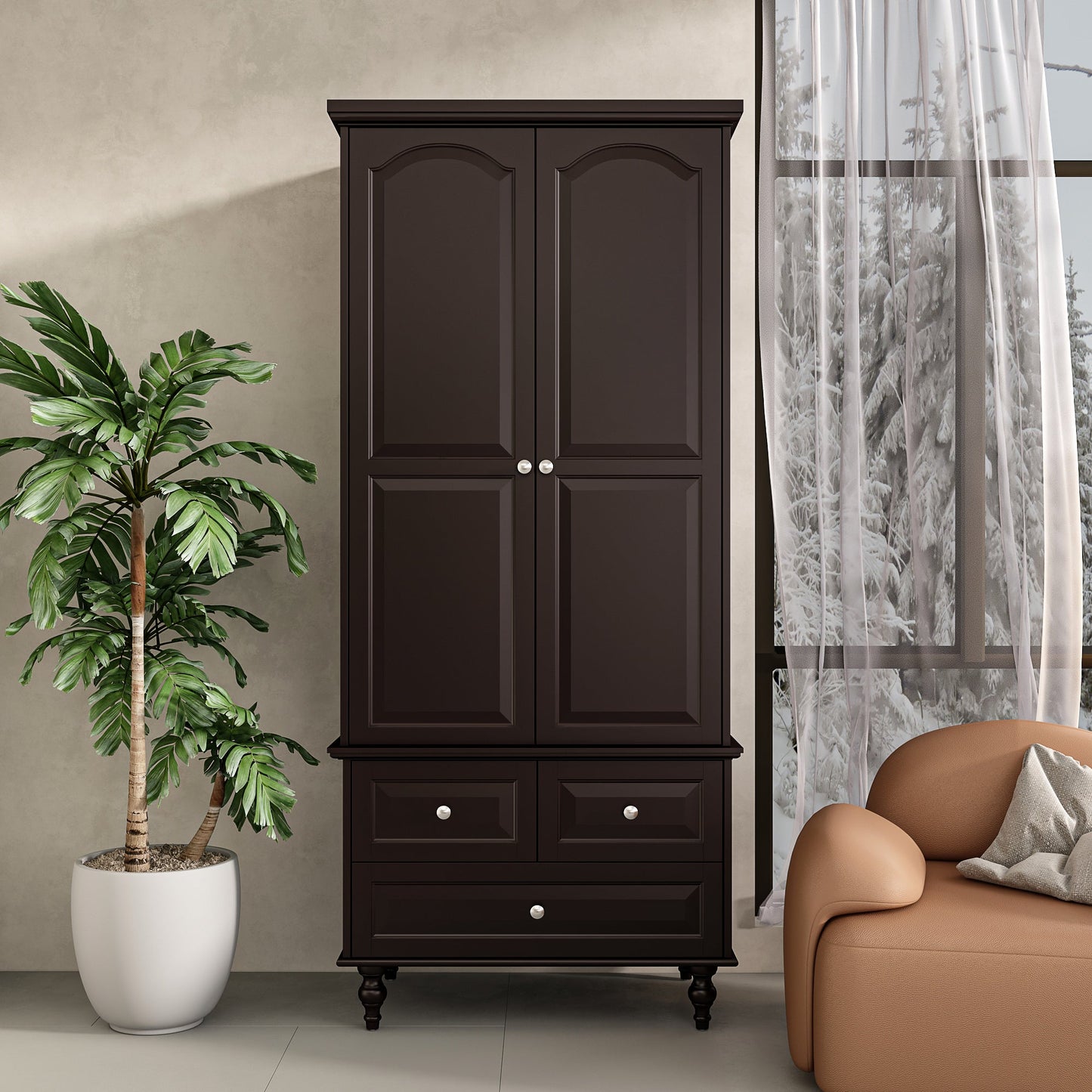 Armoire de rangement blanche pour chambre à coucher avec 3 tiroirs