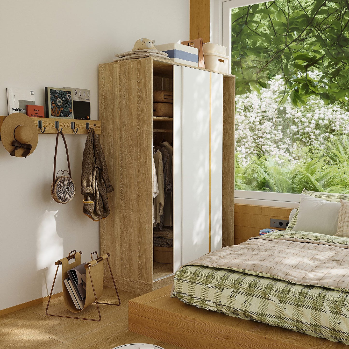 Système de placard à portes coulissantes blanc chaud