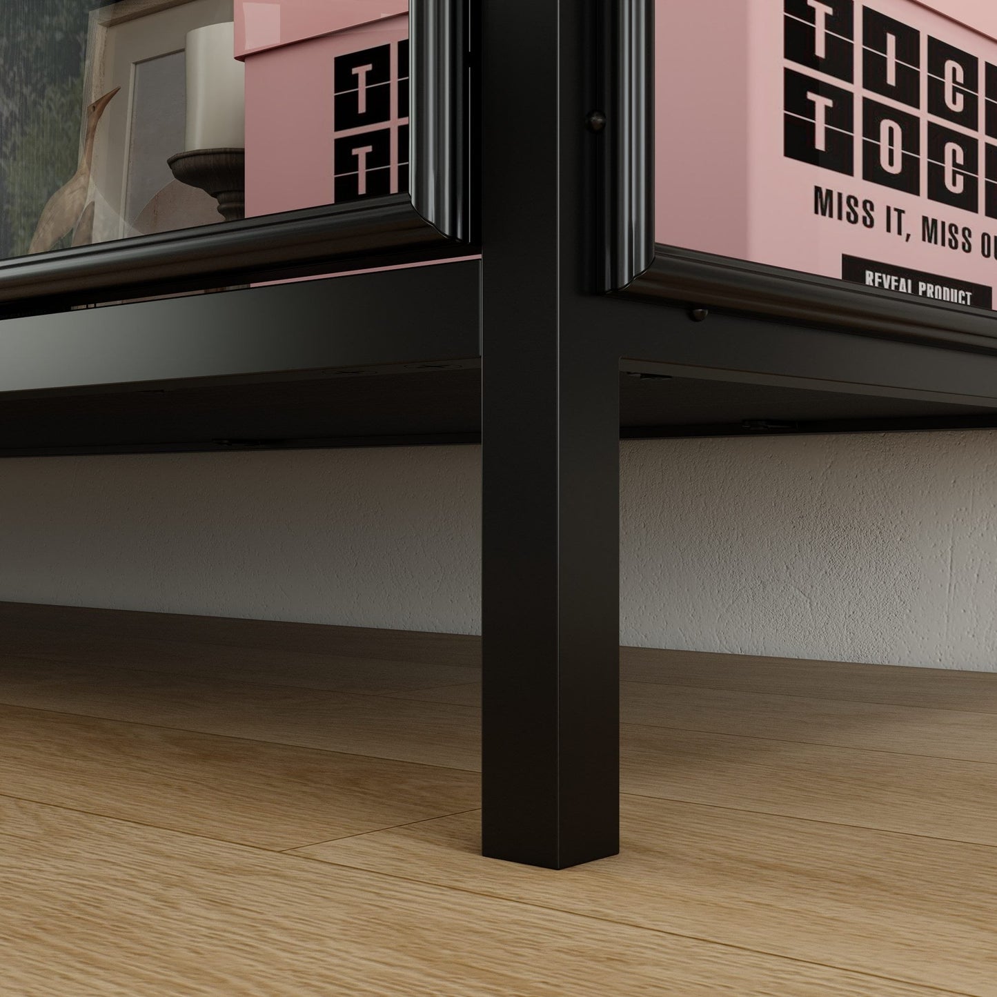 Buffet de 140 cm de large avec portes vitrées et éclairage LED