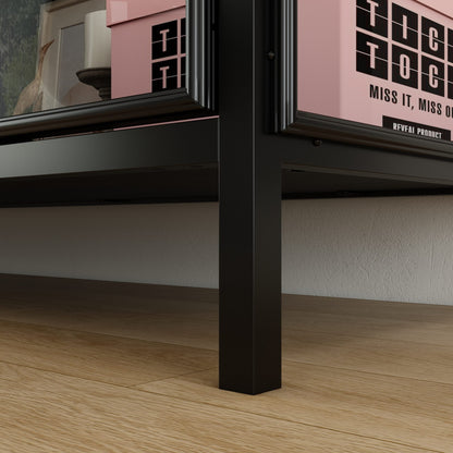 Buffet de 140 cm de large avec portes vitrées et éclairage LED