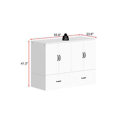 Lit escamotable pliable avec tables de chevet et finition blanche