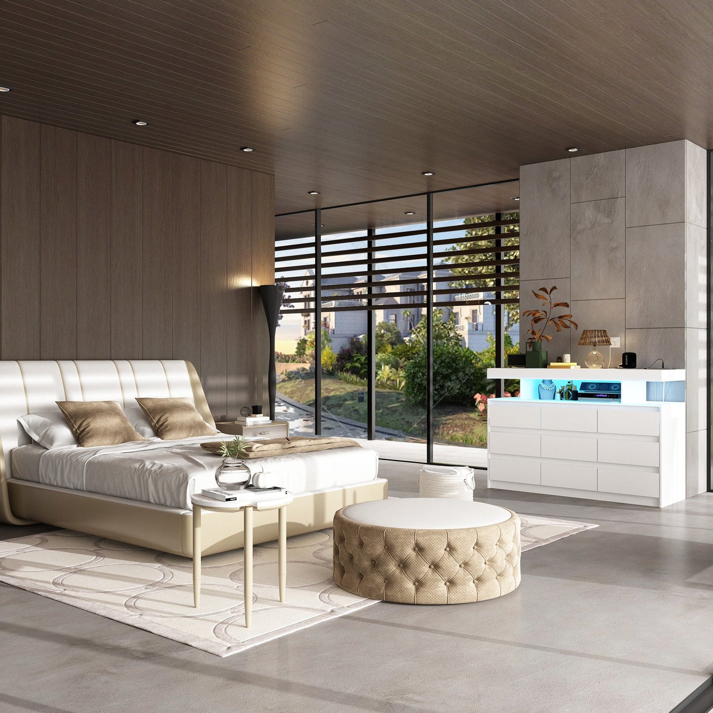 Commode à 9 tiroirs avec éclairage LED