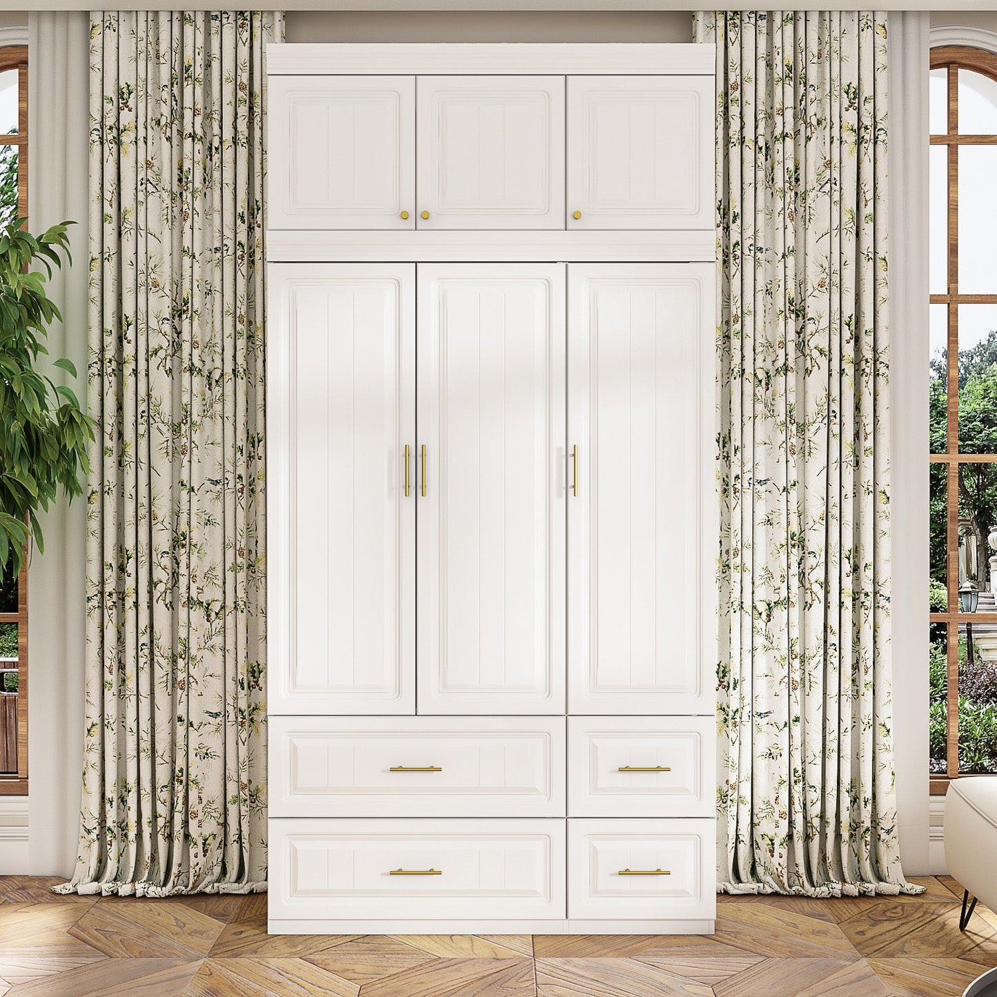 Armoire de rangement pour vêtements avec poignées en métal pour petits espaces