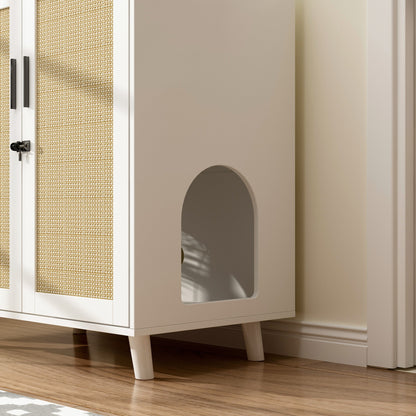Enclos moderne pour bac à litière pour chat avec serrure et portes en sisal