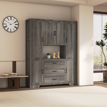 Meuble de rangement modulaire élégant : design épuré et combinaison de compartiments ouverts et fermés.