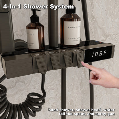 Système de douche avec robinetterie complète et affichage numérique de la température