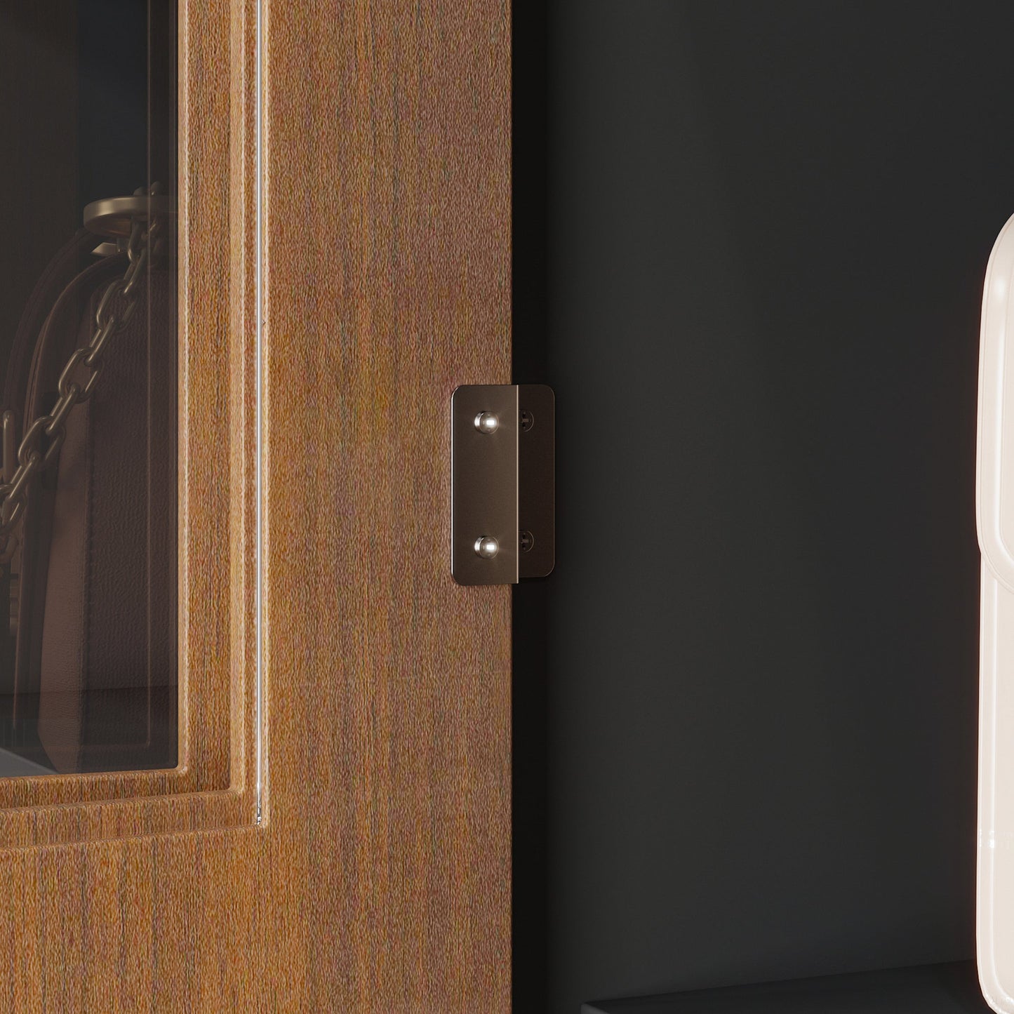 Système de dressing à 4 portes vitrées et 4 tiroirs avec banc de rangement pour chaussures