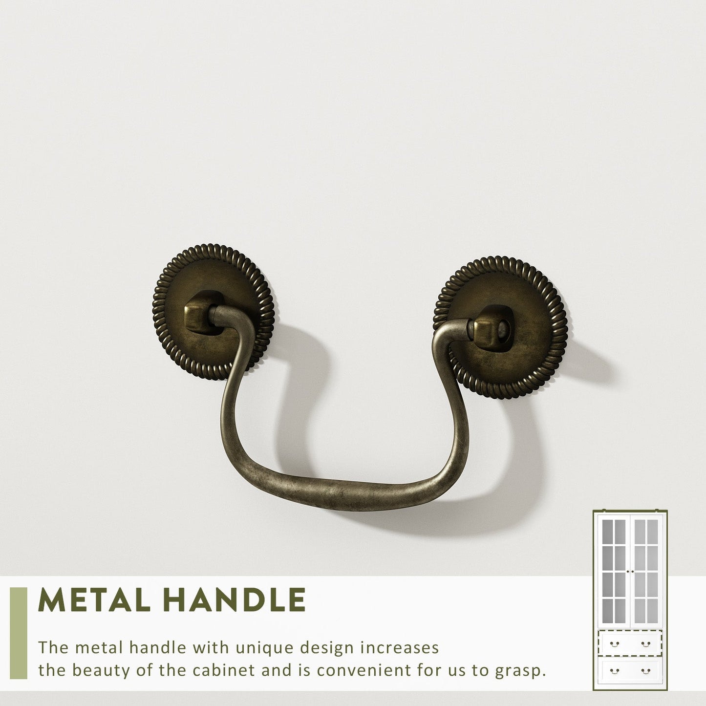 Bibliothèque vitrine avec 2 tiroirs et portes vitrées